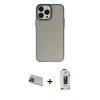 MARSİLYAN™- iPhone 13 Pro Max Kılıf Ahenk Çizgi Prime - Siyah Bilvis Hayalet Cam Ekran Koruyucu + Rainbow Kamera Lens Koruma Cam - MI