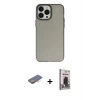 MARSİLYAN™- iPhone 13 Pro Max Kılıf Ahenk Çizgi Prime - Siyah Bilvis Hayalet Cam Ekran Koruyucu + Renkli Kamera Lens Koruma Cam - TU