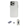 MARSİLYAN™- iPhone 13 Pro Max Kılıf Ahenk Çizgi Prime - Siyah Bilvis Hayalet Cam Ekran Koruyucu + Renkli Kamera Lens Koruma Cam - PE