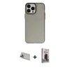 MARSİLYAN™- iPhone 13 Pro Max Kılıf Ahenk Çizgi Prime - Siyah Bilvis Hayalet Cam Ekran Koruyucu + Rainbow Kamera Lens Koruma Cam - REGD