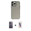 MARSİLYAN™- iPhone 13 Pro Max Kılıf Ahenk Çizgi Prime - Siyah Joko 5D Cam + Neon Fosforlu Kamera Lens - BZ