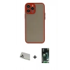 MARSİLYAN™- iPhone 13 Pro Max Kılıf Ahenk Çizgi Serisi - Şeffaf 360 Full Body Arka Koruyucu + Rainbow Kamera Lens Koruma Cam - BZ