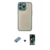 MARSİLYAN™- iPhone 13 Pro Max Kılıf Ahenk Çizgi Serisi - Şeffaf 360 Full Body Arka Koruyucu + Shine Kamera Lens Koruma Cam - GI
