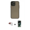 MARSİLYAN™- iPhone 13 Pro Max Kılıf Ahenk Çizgi Serisi - Şeffaf 360 Full Body Arka Koruyucu + Kırmızı Pers Alüminyum Kamera Lens