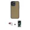 MARSİLYAN™- iPhone 13 Pro Max Kılıf Ahenk Çizgi Serisi - Şeffaf 360 Full Body Arka Koruyucu + Kırmızı Pers Alüminyum Kamera Lens