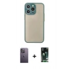 MARSİLYAN™- iPhone 13 Pro Max Kılıf Ahenk Çizgi Serisi - Şeffaf 360 Full Body Arka Koruyucu + Neon Fosforlu Kamera Lens - BZ