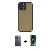 MARSİLYAN™- iPhone 13 Pro Max Kılıf Ahenk Çizgi Serisi - Şeffaf 360 Full Body Arka Koruyucu + Neon Fosforlu Kamera Lens - BZ