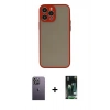 MARSİLYAN™- iPhone 13 Pro Max Kılıf Ahenk Çizgi Serisi - Şeffaf 360 Full Body Arka Koruyucu + Neon Fosforlu Kamera Lens - BZ