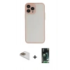 MARSİLYAN™- iPhone 13 Pro Max Kılıf Ahenk Çizgi Serisi - Şeffaf 360 Full Body Arka Koruyucu + Pers Alüminyum Kamera Lens - GD