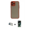 MARSİLYAN™- iPhone 13 Pro Max Kılıf Ahenk Çizgi Serisi - Şeffaf 360 Full Body Arka Koruyucu + Rainbow Kamera Lens Koruma Cam - MI