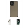 MARSİLYAN™- iPhone 13 Pro Max Kılıf Ahenk Çizgi Serisi - Şeffaf 360 Full Body Arka Koruyucu + Shine Kamera Lens - GD