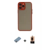 MARSİLYAN™- iPhone 13 Pro Max Kılıf Ahenk Çizgi Serisi - Şeffaf Maxco Cam Ekran Koruyucu + Gökkuşağı Shine Kamera Lens Koruma Cam