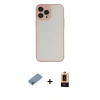 MARSİLYAN™- iPhone 13 Pro Max Kılıf Ahenk Çizgi Serisi - Şeffaf Maxco Cam Ekran Koruyucu + Gökkuşağı Shine Kamera Lens Koruma Cam