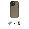 MARSİLYAN™- iPhone 13 Pro Max Kılıf Ahenk Çizgi Serisi - Şeffaf Maxco Cam Ekran Koruyucu + Gökkuşağı Shine Kamera Lens Koruma Cam
