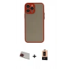 MARSİLYAN™- iPhone 13 Pro Max Kılıf Ahenk Çizgi Serisi - Şeffaf Maxco Cam Ekran Koruyucu + Rainbow Kamera Lens Koruma Cam - KI