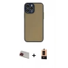 MARSİLYAN™- iPhone 13 Pro Max Kılıf Ahenk Çizgi Serisi - Şeffaf Maxco Cam Ekran Koruyucu + Rainbow Kamera Lens Koruma Cam - KI
