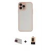 MARSİLYAN™- iPhone 13 Pro Max Kılıf Ahenk Çizgi Serisi - Şeffaf Maxco Cam Ekran Koruyucu + Rainbow Kamera Lens Koruma Cam - KI