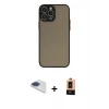 MARSİLYAN™- iPhone 13 Pro Max Kılıf Ahenk Çizgi Serisi - Şeffaf Maxco Cam Ekran Koruyucu + Pers Alüminyum Kamera Lens - LT