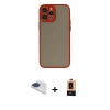 MARSİLYAN™- iPhone 13 Pro Max Kılıf Ahenk Çizgi Serisi - Şeffaf Maxco Cam Ekran Koruyucu + Pers Alüminyum Kamera Lens - LT