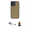 MARSİLYAN™- iPhone 13 Pro Max Kılıf Ahenk Çizgi Serisi - Şeffaf Maxco Cam Ekran Koruyucu + Pers Alüminyum Kamera Lens - LT