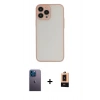 MARSİLYAN™- iPhone 13 Pro Max Kılıf Ahenk Çizgi Serisi - Şeffaf Maxco Cam Ekran Koruyucu + Neon Fosforlu Kamera Lens - MI
