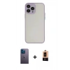 MARSİLYAN™- iPhone 13 Pro Max Kılıf Ahenk Çizgi Serisi - Şeffaf Maxco Cam Ekran Koruyucu + Neon Fosforlu Kamera Lens - MI