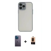 MARSİLYAN™- iPhone 13 Pro Max Kılıf Ahenk Çizgi Serisi - Şeffaf Maxco Cam Ekran Koruyucu + Neon Fosforlu Kamera Lens - MI