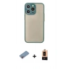 MARSİLYAN™- iPhone 13 Pro Max Kılıf Ahenk Çizgi Serisi - Şeffaf Maxco Cam Ekran Koruyucu + Shine Kamera Lens Koruma Cam - PE