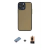 MARSİLYAN™- iPhone 13 Pro Max Kılıf Ahenk Çizgi Serisi - Şeffaf Maxco Cam Ekran Koruyucu + Shine Kamera Lens Koruma Cam - PE