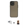 MARSİLYAN™- iPhone 13 Pro Max Kılıf Ahenk Çizgi Serisi - Şeffaf Maxco Cam Ekran Koruyucu + Pers Alüminyum Kamera Lens - SABE