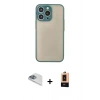MARSİLYAN™- iPhone 13 Pro Max Kılıf Ahenk Çizgi Serisi - Şeffaf Maxco Cam Ekran Koruyucu + Pers Alüminyum Kamera Lens - SABE