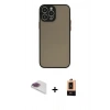 MARSİLYAN™- iPhone 13 Pro Max Kılıf Ahenk Çizgi Serisi - Şeffaf Maxco Cam Ekran Koruyucu + Pers Alüminyum Kamera Lens - GI