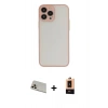 MARSİLYAN™- iPhone 13 Pro Max Kılıf Ahenk Çizgi Serisi - Şeffaf Maxco Cam Ekran Koruyucu + Rainbow Kamera Lens Koruma Cam - REGD