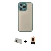 MARSİLYAN™- iPhone 13 Pro Max Kılıf Ahenk Çizgi Serisi - Şeffaf Maxco Cam Ekran Koruyucu + Rainbow Kamera Lens Koruma Cam - REGD
