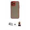 MARSİLYAN™- iPhone 13 Pro Max Kılıf Ahenk Çizgi Serisi - Şeffaf Maxco Cam Ekran Koruyucu + Rainbow Kamera Lens Koruma Cam - MR