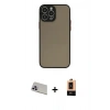 MARSİLYAN™- iPhone 13 Pro Max Kılıf Ahenk Çizgi Serisi - Şeffaf Maxco Cam Ekran Koruyucu + Rainbow Kamera Lens Koruma Cam - MR