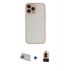 MARSİLYAN™- iPhone 13 Pro Max Kılıf Ahenk Çizgi Serisi - Şeffaf Maxco Cam Ekran Koruyucu + Rainbow Kamera Lens Koruma Cam - MR