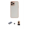 MARSİLYAN™- iPhone 13 Pro Max Kılıf Ahenk Çizgi Serisi - Şeffaf Maxco Cam Ekran Koruyucu + Renkli Kamera Lens Koruma Cam - SI
