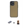 MARSİLYAN™- iPhone 13 Pro Max Kılıf Ahenk Çizgi Serisi - Şeffaf Maxco Cam Ekran Koruyucu + Renkli Kamera Lens Koruma Cam - SI
