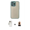 MARSİLYAN™- iPhone 13 Pro Max Kılıf Ahenk Çizgi Serisi - Şeffaf Maxco Cam Ekran Koruyucu + Shine Kamera Lens - GD