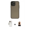 MARSİLYAN™- iPhone 13 Pro Max Kılıf Ahenk Çizgi Serisi - Şeffaf Maxco Cam Ekran Koruyucu + Shine Kamera Lens - GD
