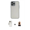 MARSİLYAN™- iPhone 13 Pro Max Kılıf Ahenk Çizgi Serisi - Şeffaf Maxco Cam Ekran Koruyucu + Shine Kamera Lens - GD