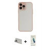 MARSİLYAN™- iPhone 13 Pro Max Kılıf Ahenk Çizgi Serisi - Şeffaf Pasifik Cam Ekran Koruyucu + Rainbow Kamera Lens Koruma Cam - BZ