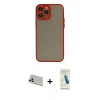 MARSİLYAN™- iPhone 13 Pro Max Kılıf Ahenk Çizgi Serisi - Şeffaf Pasifik Cam Ekran Koruyucu + Rainbow Kamera Lens Koruma Cam - BZ