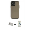MARSİLYAN™- iPhone 13 Pro Max Kılıf Ahenk Çizgi Serisi - Şeffaf Pasifik Cam Ekran Koruyucu + Rainbow Kamera Lens Koruma Cam - BZ