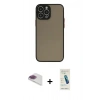 MARSİLYAN™- iPhone 13 Pro Max Kılıf Ahenk Çizgi Serisi - Şeffaf Pasifik Cam Ekran Koruyucu + Pers Alüminyum Kamera Lens - GI