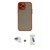 MARSİLYAN™- iPhone 13 Pro Max Kılıf Ahenk Çizgi Serisi - Şeffaf Pasifik Cam Ekran Koruyucu + Pers Alüminyum Kamera Lens - GI