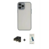 MARSİLYAN™- iPhone 13 Pro Max Kılıf Ahenk Çizgi Serisi - Şeffaf Pasifik Cam Ekran Koruyucu + Raze Metal Kamera Lens - GD