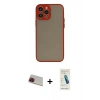 MARSİLYAN™- iPhone 13 Pro Max Kılıf Ahenk Çizgi Serisi - Şeffaf Pasifik Cam Ekran Koruyucu + Rainbow Kamera Lens Koruma Cam - KI