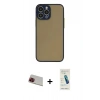 MARSİLYAN™- iPhone 13 Pro Max Kılıf Ahenk Çizgi Serisi - Şeffaf Pasifik Cam Ekran Koruyucu + Rainbow Kamera Lens Koruma Cam - KI